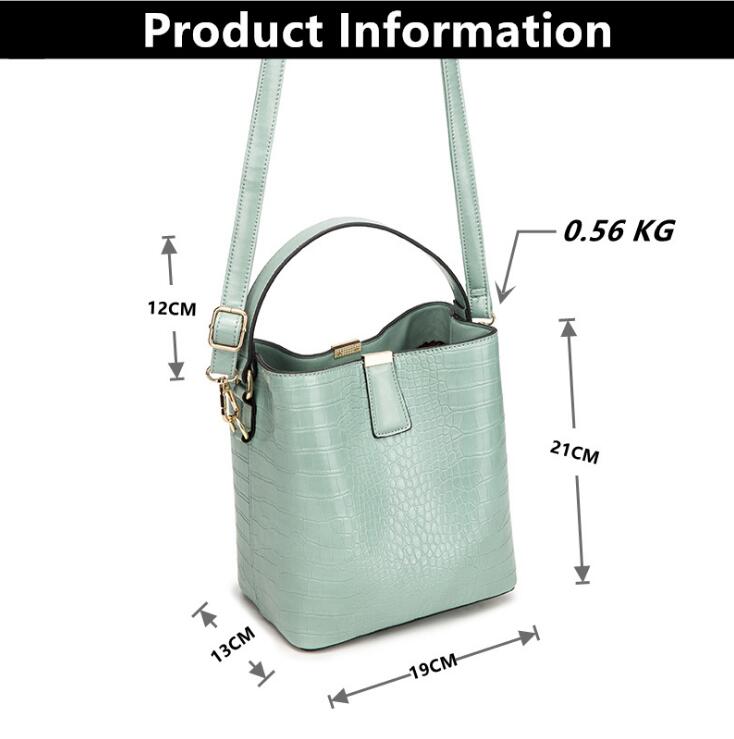 Bolso Bucket de Piel con Textura Cocodrilo | Amarillo Mostaza