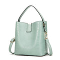 Bolso Bucket de Piel con Textura Cocodrilo | Amarillo Mostaza