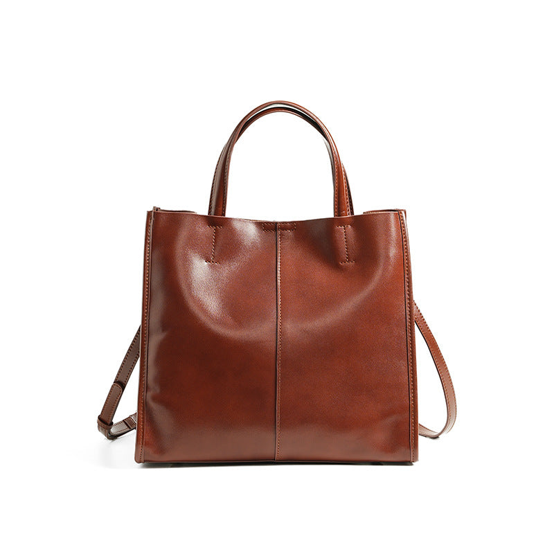 Bolso Tote de Piel Genuina para Mujer | Estilo Clásico Burdeos